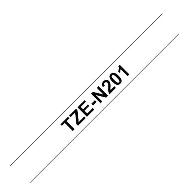 Brother TZeN201 3.5mm Non Laminated Black On White Tape TZN201