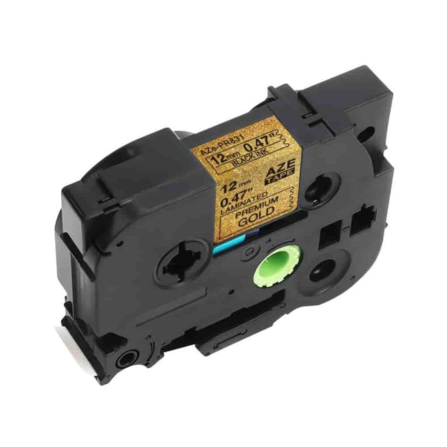 Compatible Brother TZePR831 12mm Black on Premium Gold (8m) CP-TZePR831