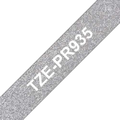 Brother 12mm TZEPR935 White on Premium Silver (8m) 