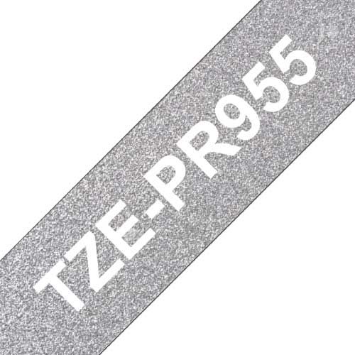 Brother 24mm TZEPR955 White on Premium Silver Tape (8m)