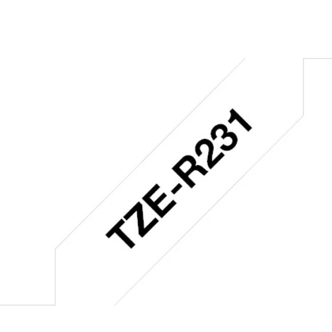 Brother TZeR231 12mm x 4m Black on White Non-Adhesive Ribbon Tape TZeR231