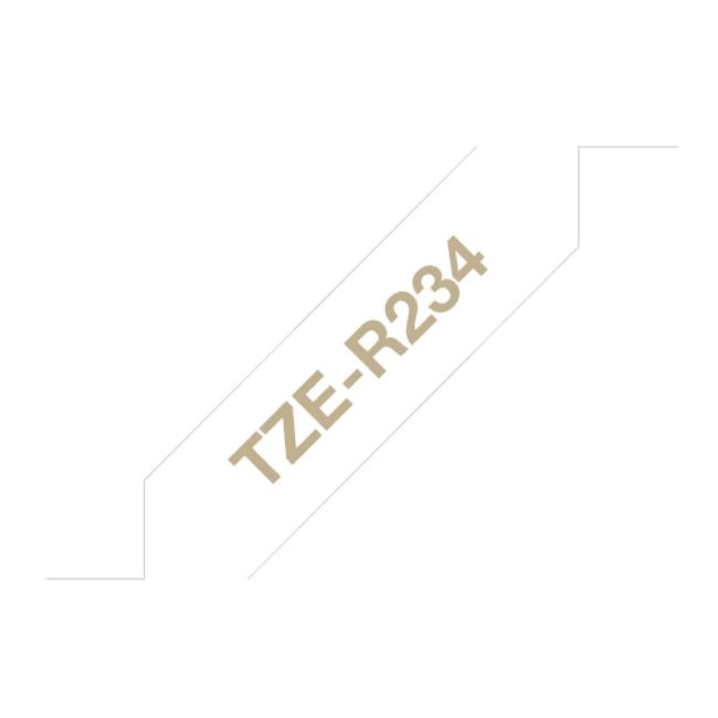 Brother TZeR234 Direct Label Gold On White 12mm x 4m TZER234