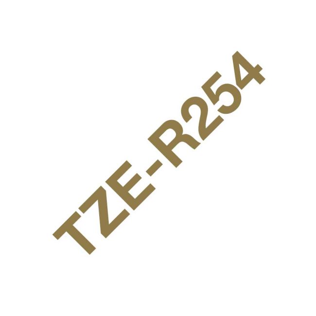 Brother TZeR254 24mm x 4m Gold on White Non-Adhesive Ribbon Tape TZeR254