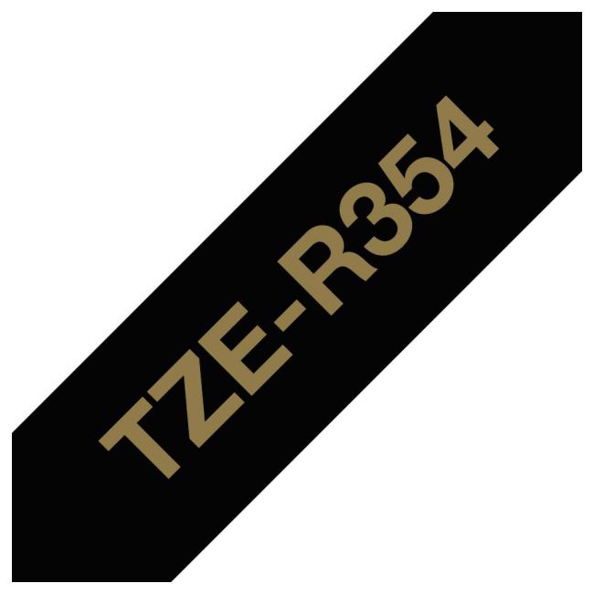 Brother TZeR354 24mm x 4m Gold on Black Non-Adhesive Ribbon Tape TZeR354