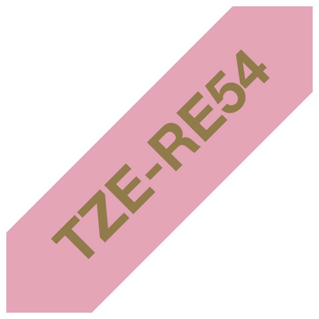 Brother TZeRe54 24mm x 4m Gold on Pink Non-Adhesive Ribbon Tape TZeRe54