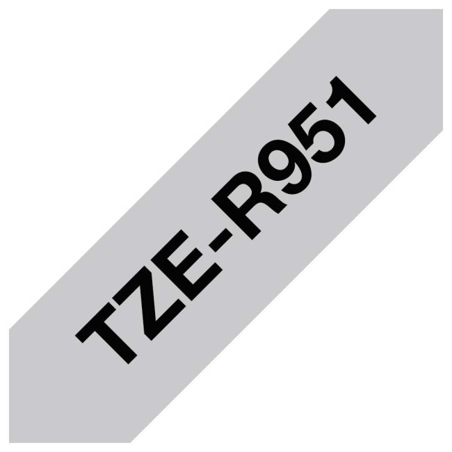 Brother TZeR951 24mm x 4m Black on Silver Non-Adhesive Ribbon Tape TZeR951