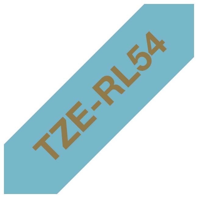 Brother TZeRL54 24mm x 4m Gold on Light Blue Non-Adhesive Ribbon Tape TZeRL54