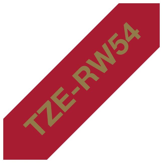 Brother TZeRW54 24mm x 4m Gold on Wine Red Non-Adhesive Ribbon Tape TZeRW54