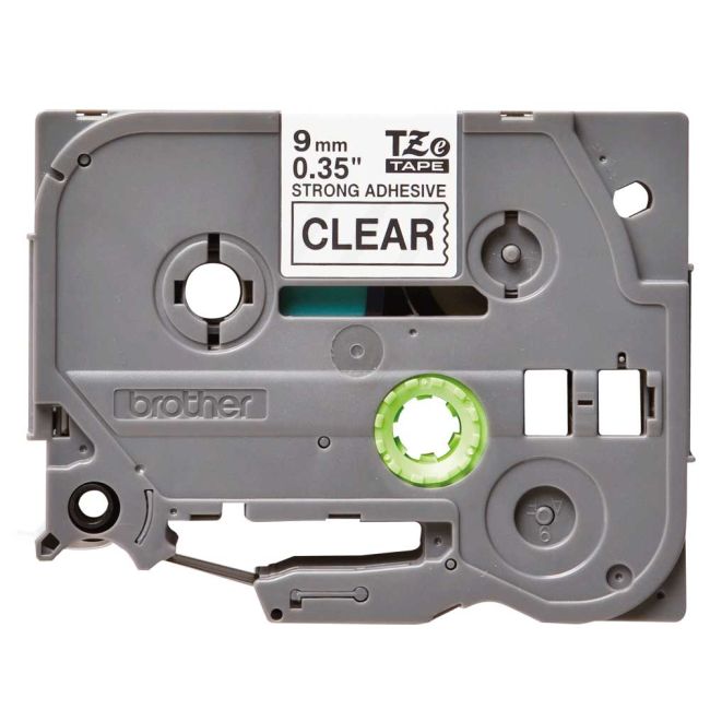 Brother TZeS121 9mm Black On Clear STRONG Adhesive Tape TZS121
