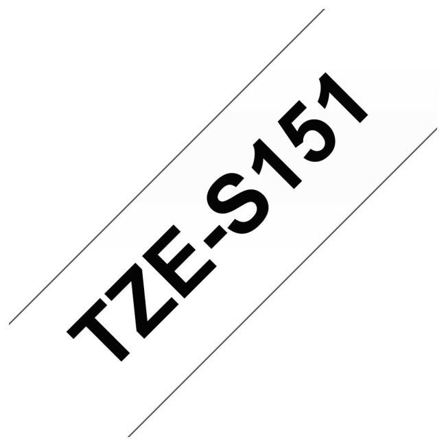 Compatible Brother TZeS151 24mm Black On Clear STRONG Adhesive Tape TZS151