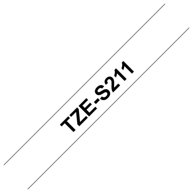 Brother TZeS211 6mm Strong Adhesive Black On White TZS211