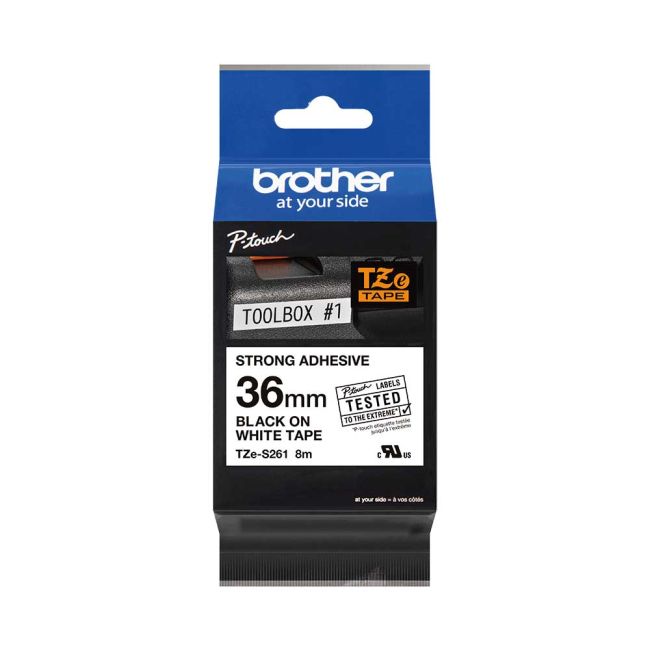 Brother TZeS261 36mm Strong Adhesive Black On White TZS261