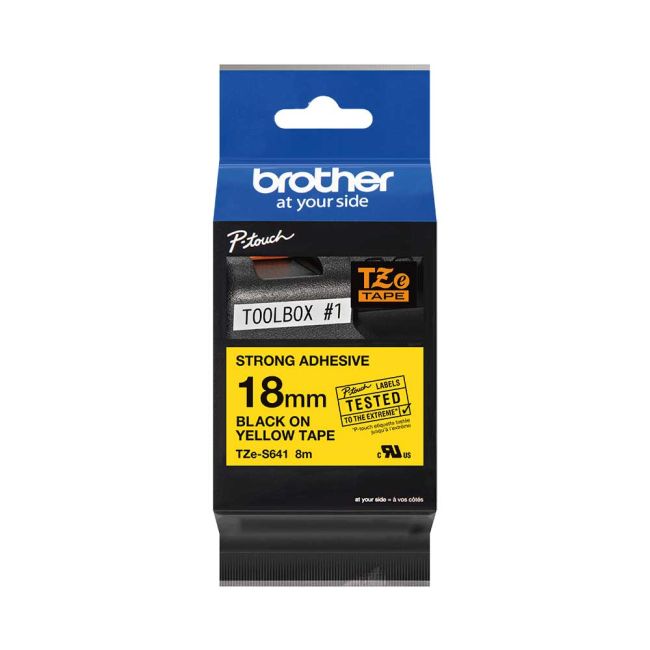 Brother TZeS641 18mm Black On Yellow Strong Adhesive Tape TZS641