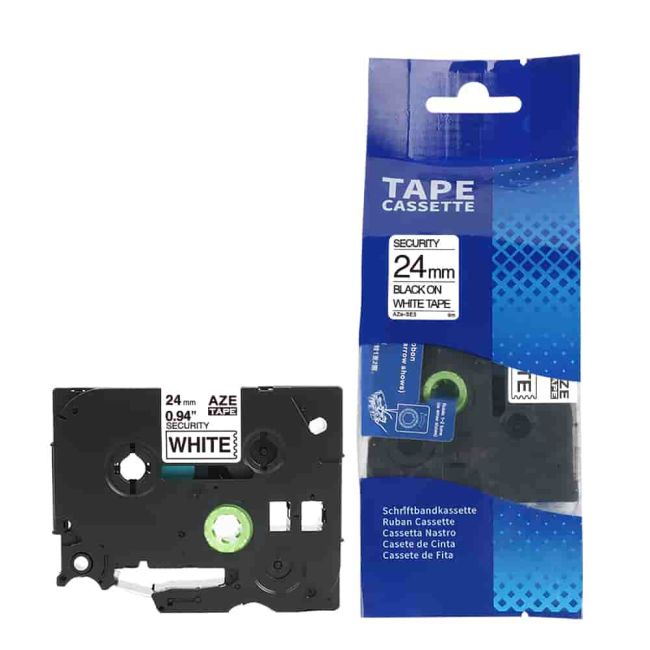 Compatible Brother TZeSE5 24mm Black on White Security Tape (4m) CP-TZeSE5