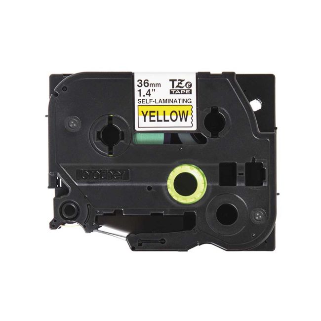 Brother TZeSL661 36mm x 8m Black on Yellow Self Laminating Tape TZeSL661