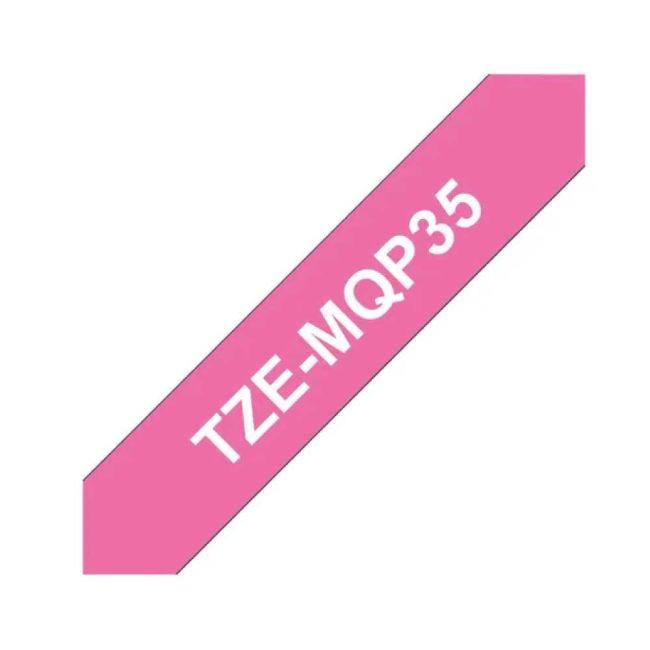 Compatible Brother 12mm Matt White on Berry Pink Tape CP-TZeMQP35