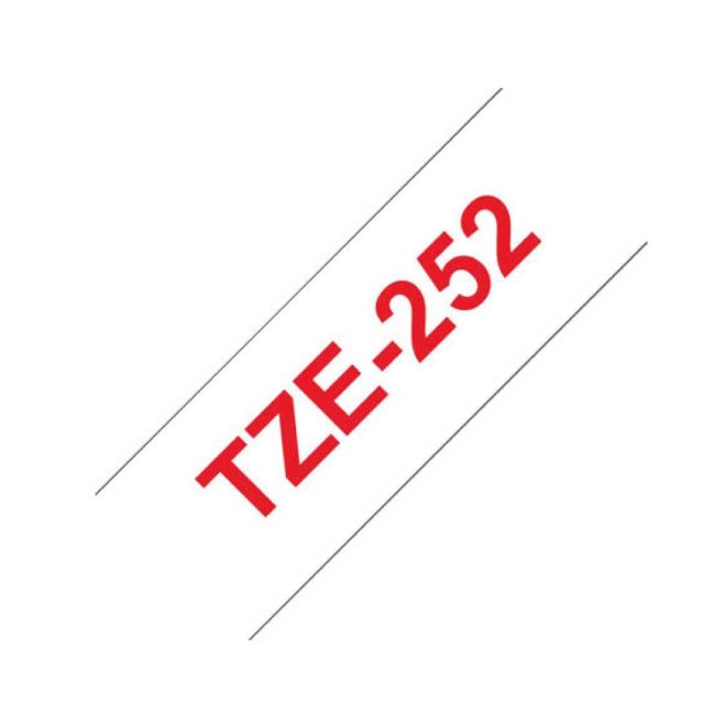 Brother TZe252 24mm x 8m Gloss Red On White Tape Cassette TZ252