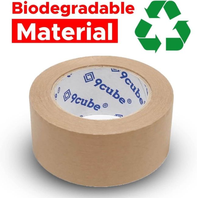 9cube Brown Kraft Paper Packaging Tape 50mm x 50M (6 Pack)