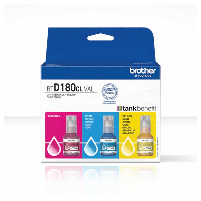 Brother BTD180CLVAL CMY Ink Cartridge Value Pack BTD-180CLVAL