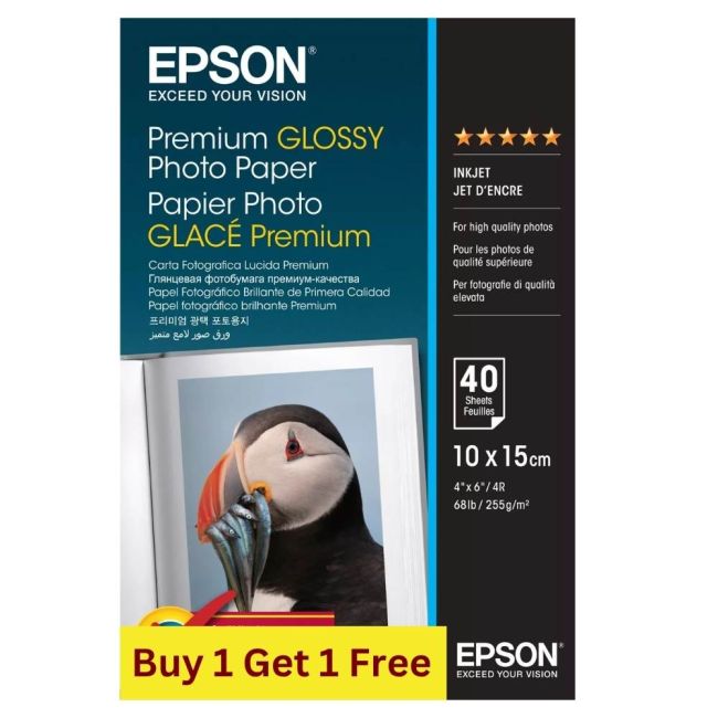 Epson Premium Glossy Photo Paper 100x150mm (40 sheets) 255gsm C13S042153