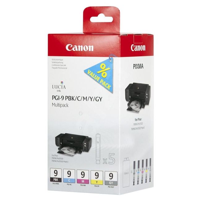 Canon 1034B011 PGI-9 Ink Multi-Pack (PBK/C/M/Y/GY)