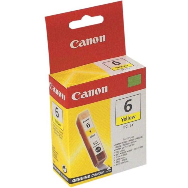 Canon BCI-6Y Yellow Ink Cartridge (210 pages*) 4708A002