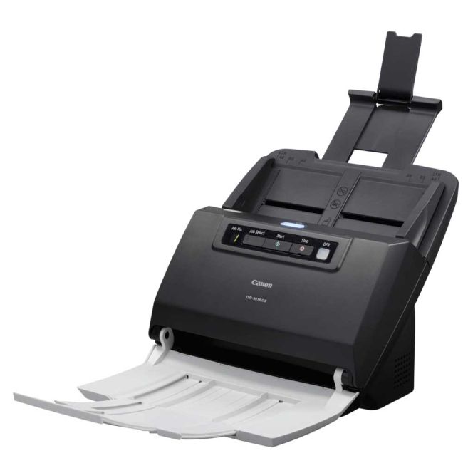 Canon imageFORMULA DR-M160II with open panels and feeder