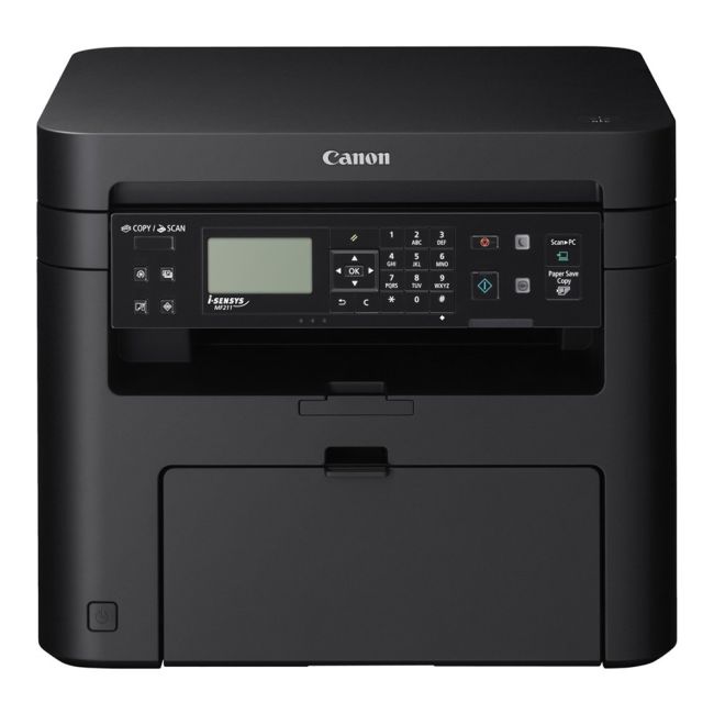 Canon i-SENSYS MF211 A4 Mono Multifunction Printer front view