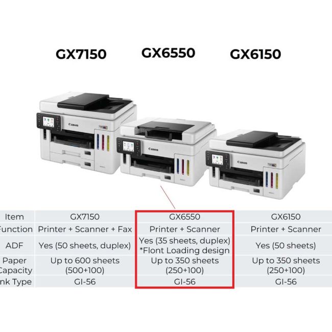 Canon MAXIFY GX6550 A4 Colour Multifunction Inkjet Printer