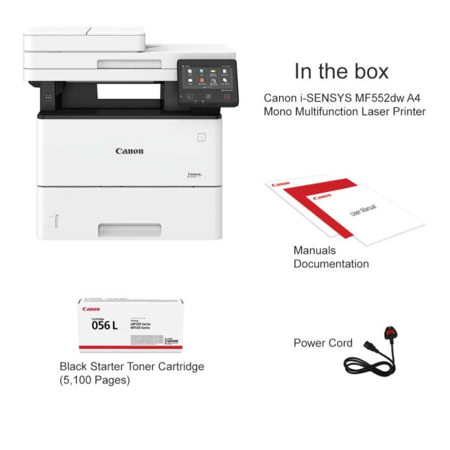 Canon i-SENSYS MF552DW A4 Mono Multifunction Laser Printer