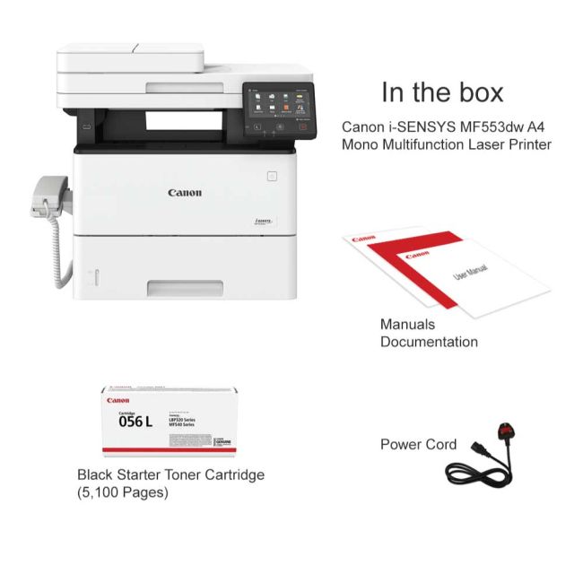Canon i-SENSYS MF553DW A4 Mono Multifunction Laser Printer