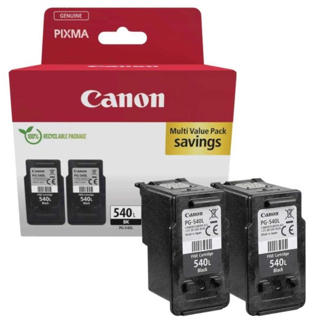 Canon PG-540L Large Black Ink Cartridge Twin Pack (2 x 300 Pages*) 5224B020
