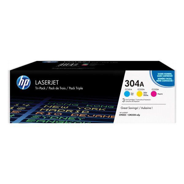 HP CF372AM 304A CMY Rainbow Toner Cartridge Multipack (2,800 pages* each)