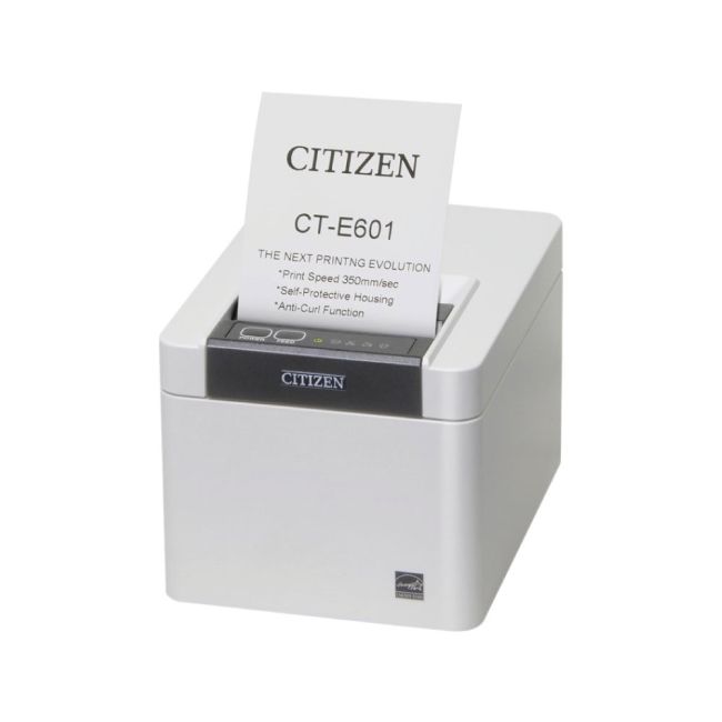 Citizen CT-E601 Direct Thermal White POS Printer (USB Host, Serial, Network & BT)