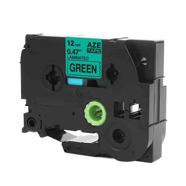 Compatible Brother 12mm Gloss Black On Green Tape CP-TZe731