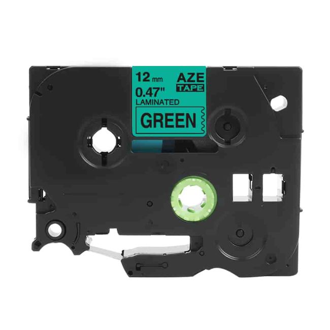 Compatible Brother 12mm Gloss Black On Green Tape CP-TZe731