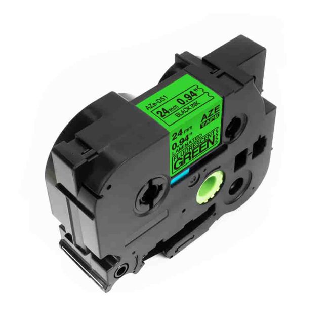 Compatible Brother TZeD51 TZD51 24mm Black on Fluorescent Green Tape