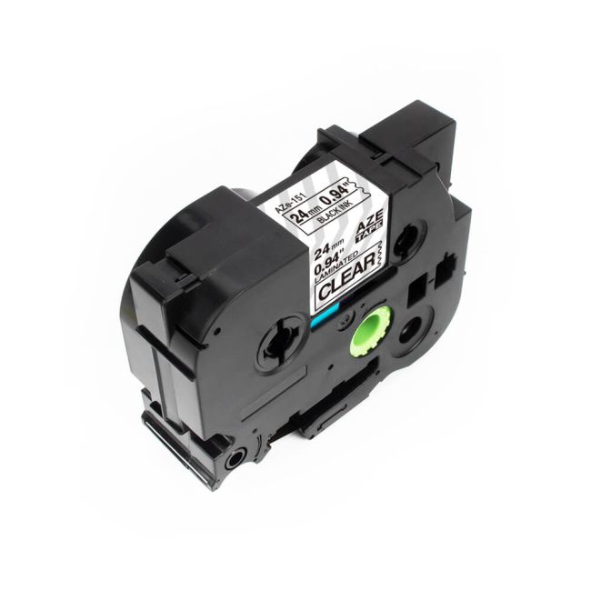 Compatible Brother TZ151 24mm Gloss Black On Clear Tape