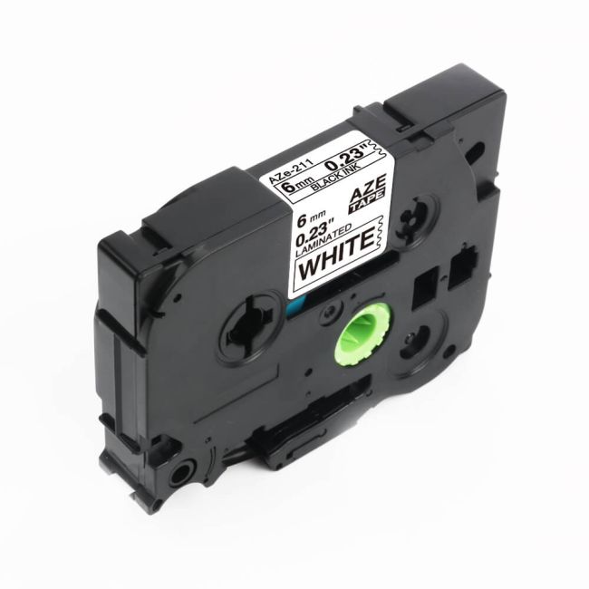 Compatible Brother TZE211 6mm Gloss Black On White Tape