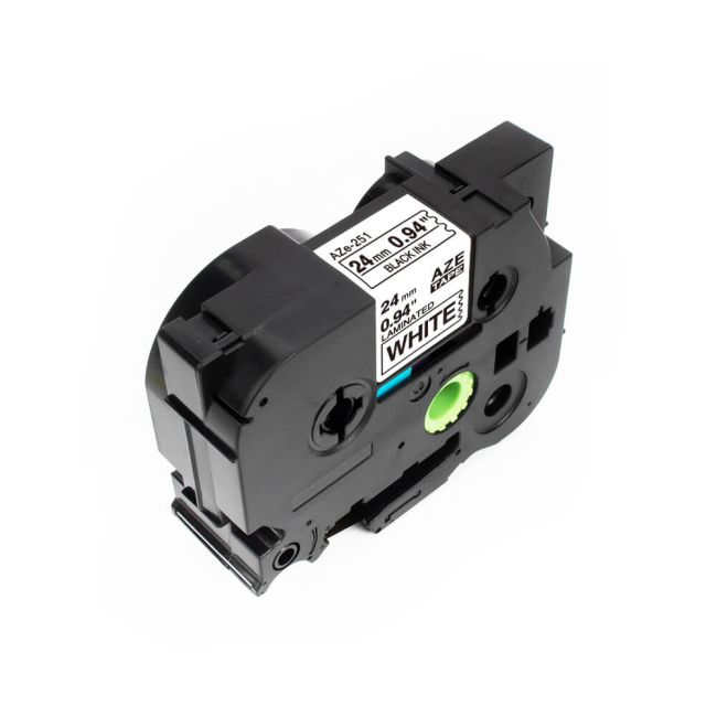 Compatible Brother TZ251 24mm Gloss Black On White Tape