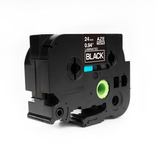 Compatible Brother TZ355 24mm Gloss White On Black Tape