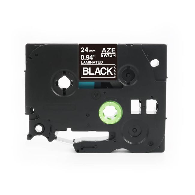 Compatible Brother TZ355 24mm Gloss White On Black Tape