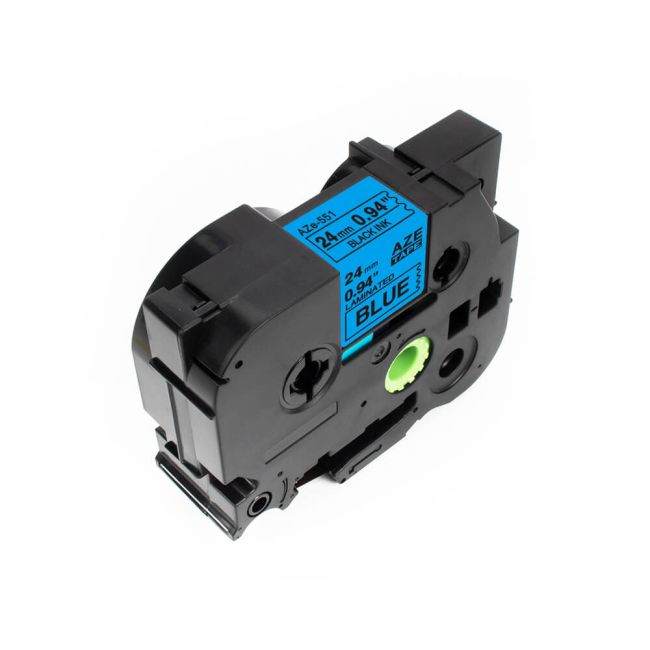 Compatible Brother TZ551 24mm Gloss Black On Blue Tape