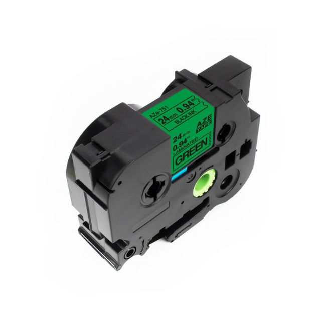 Compatible Brother TZ751 24mm Gloss Black On Green Tape