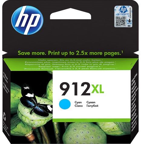 HP 912XL High Yield Cyan Ink Cartridge (825 Pages*) 3YL81AE