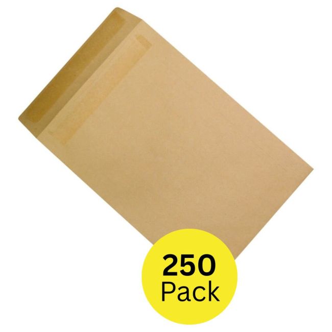 5 Star Office Envelopes Recycled Pocket Peel and Seal 115gsm 381x254mm Manilla (Pack of 250)