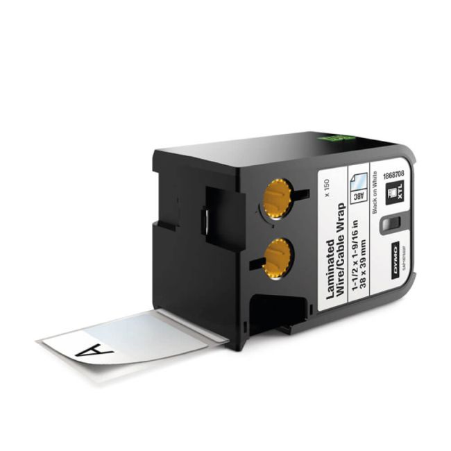 Dymo Laminated Wire Cable Wrap Black on White (38 x 39m) 1868708