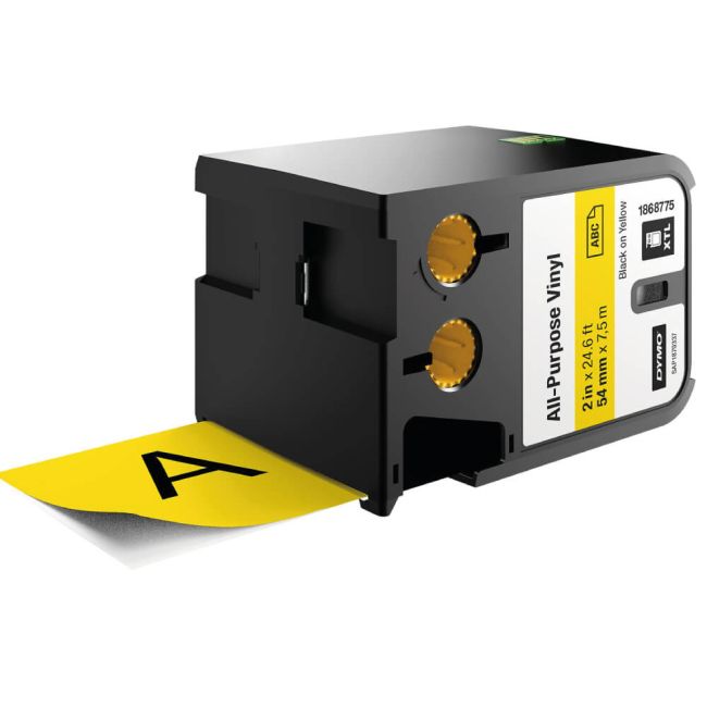 Dymo 54mm x 7m Yellow Vinyl with Black Text 1868775