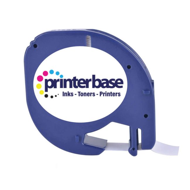 Compatible Dymo 91201 12mm x 4m - Black on White Plastic Tape