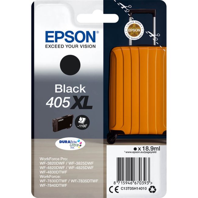Epson 405XL Black Ink Cartridge (1,100 Pages*) C13T05H14010